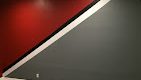 a wall with red black and white pattern
