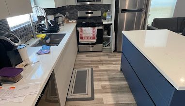 a kitchen with a countertop